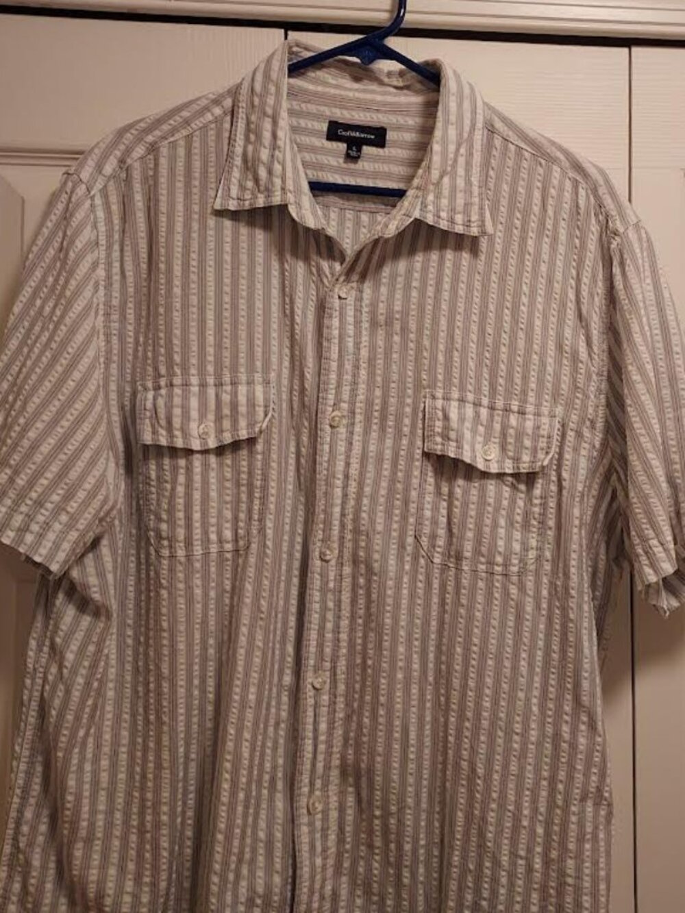 Croft & Barrow Men's 100% Cotton Seersucker Casual Button-Down Shirt, Size L
